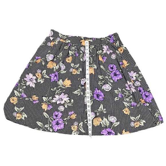 Vintage Jessy Black Floral Skirt Lined A-Line Size L - Picture 6 of 7